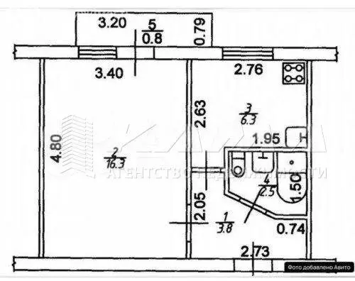 1-комнатная квартира: посёлок Круглое Поле, улица Строителей, 6 (30 м) - Фото 2