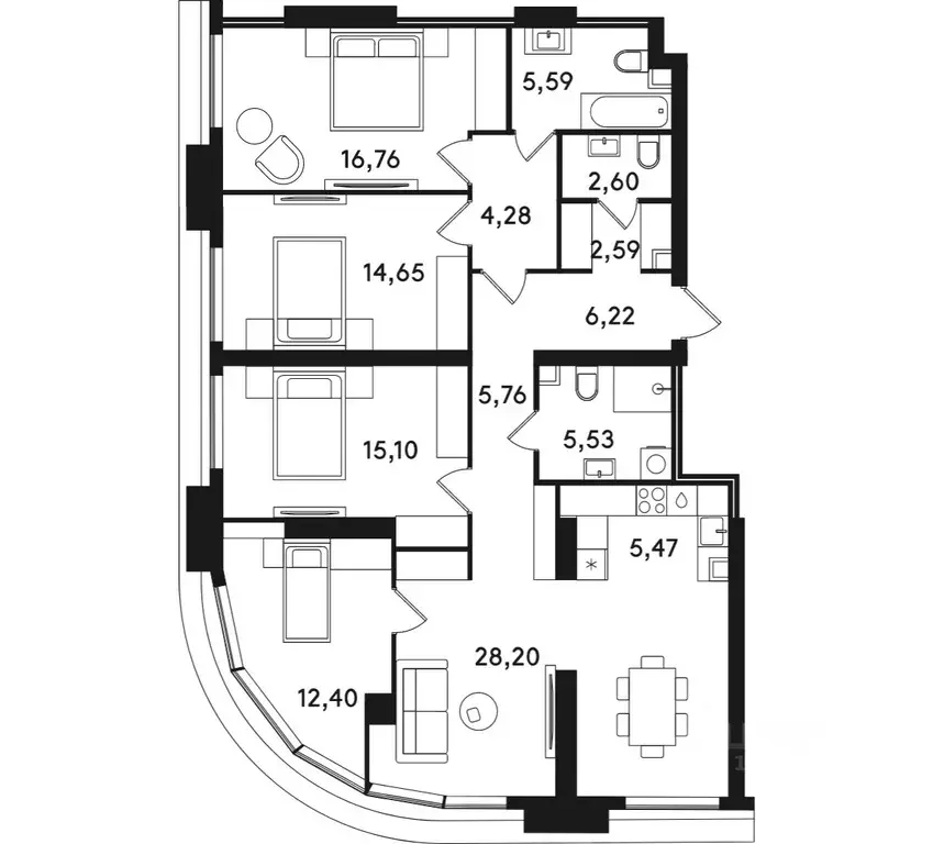 4-к кв. Москва ул. Сокольнический Вал, 2АС1 (125.15 м) - Фото 0