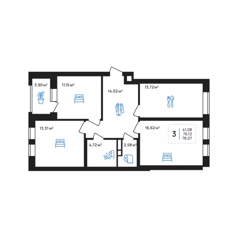 3-к кв. Липецкая область, Липецк Авторский жилрайон,  (78.13 м) - Фото 1