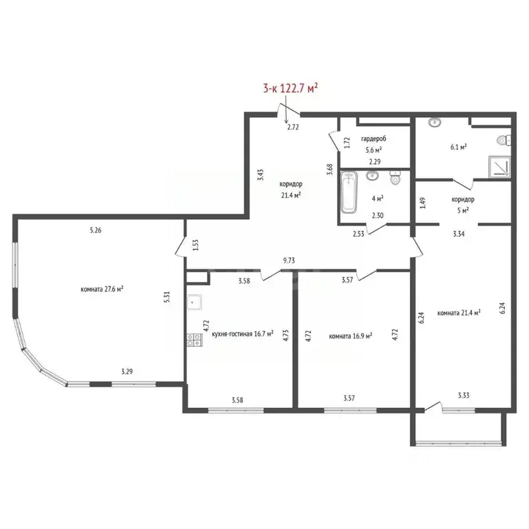 3-к кв. Свердловская область, Екатеринбург ул. Ирбитская, 13 (122.7 м) - Фото 2