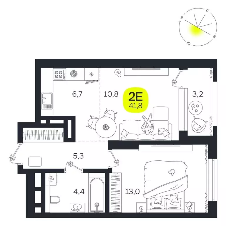 2-комнатная квартира: Екатеринбург, улица Титова, 19Б (41.8 м) - Фото 0