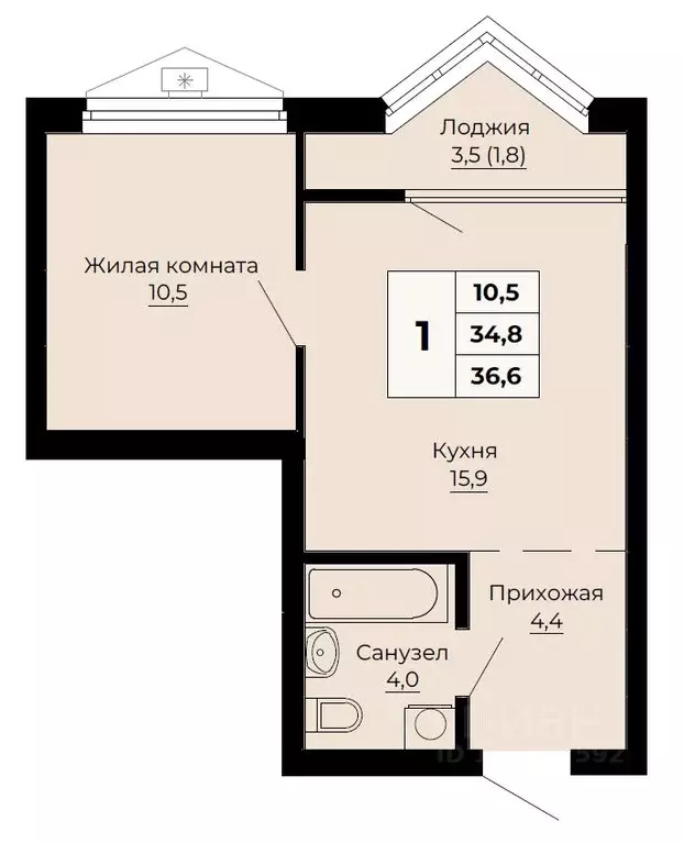 1-к кв. Свердловская область, Екатеринбург ул. Одинарка, 6 (36.6 м) - Фото 0