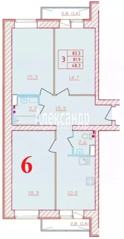 3-к кв. Ленинградская область, Всеволожск Северная ул., 20 (82.2 м) - Фото 1