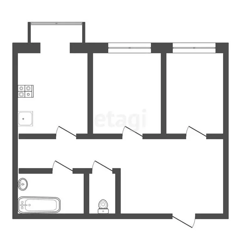2-комнатная квартира: Обнинск, улица Гагарина, 32 (60 м) - Фото 0