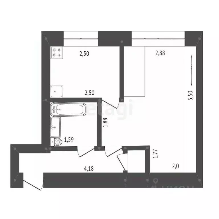 1-к кв. Амурская область, Белогорск Зеленая ул., 30 (29.5 м) - Фото 2