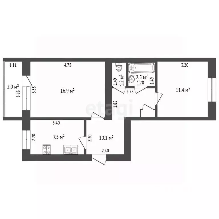 2-к кв. Татарстан, Лениногорск ул. Горького, 7 (50.0 м) - Фото 0