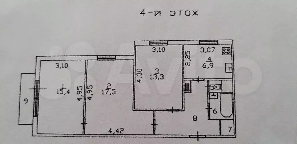 3-к. квартира, 66 м, 4/5 эт. - Фото 0