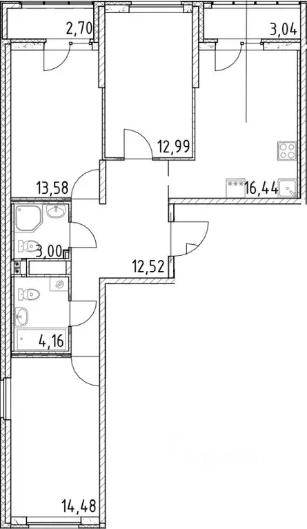 3-к кв. Ленинградская область, Всеволожский район, Свердловское ... - Фото 1