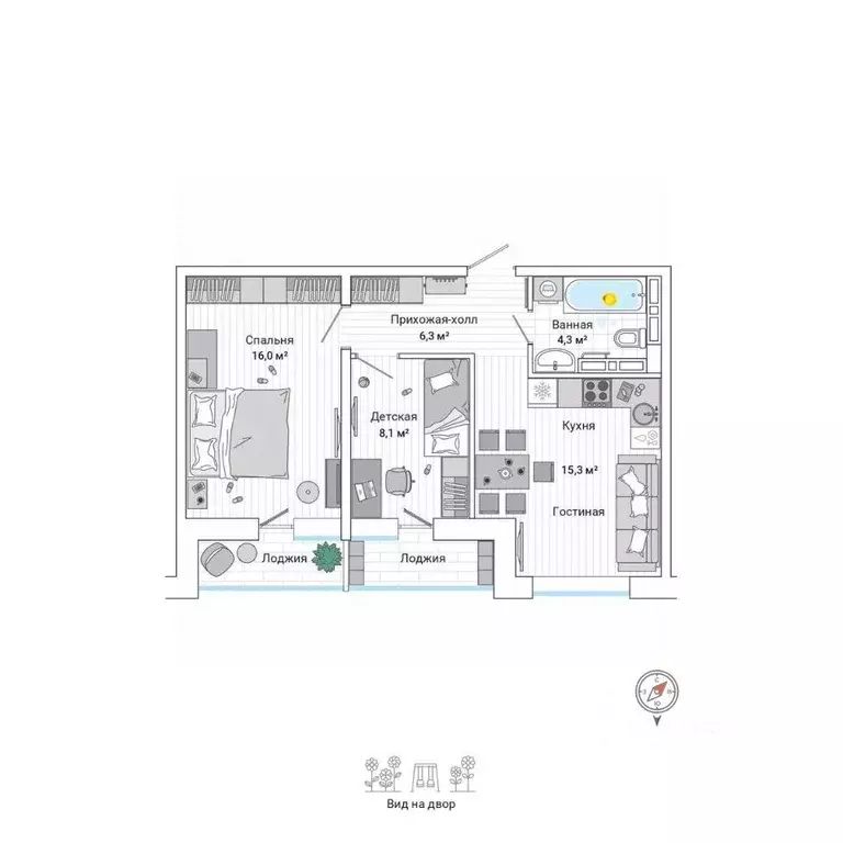 3-к кв. Приморский край, Владивосток ул. Нейбута (53.0 м) - Фото 0