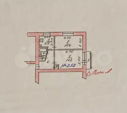 2-к. квартира, 40,3 м, 5/5 эт. - Фото 0