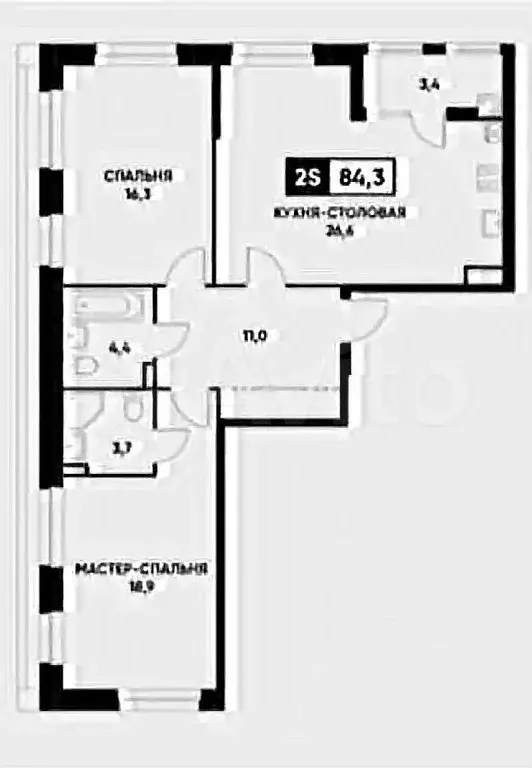 2-к. квартира, 84 м, 5/24 эт. - Фото 0