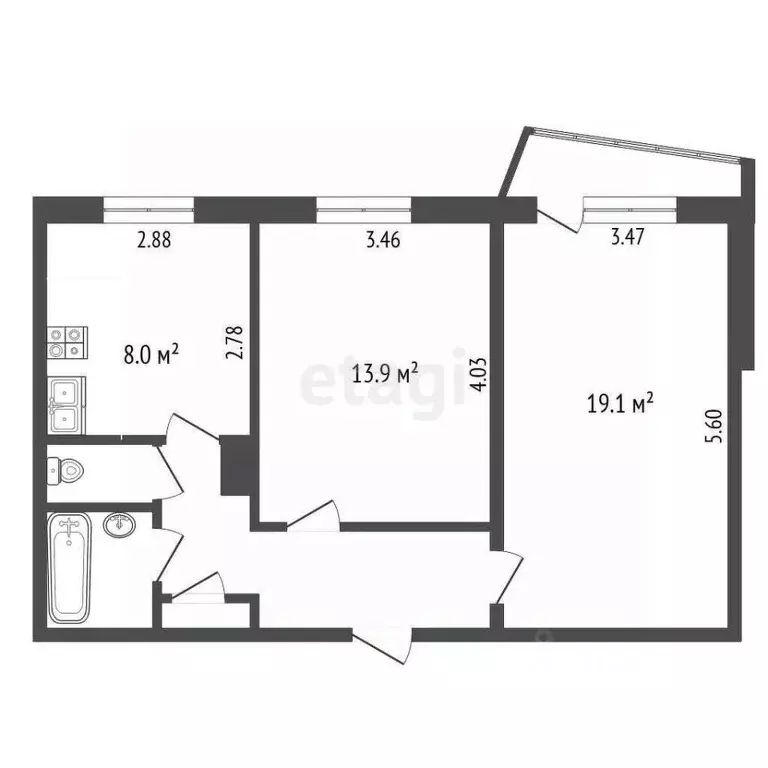 2-к кв. Омская область, Омский район, пос. Ключи Березовая ул., 14 ... - Фото 1