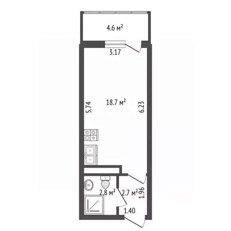 Студия Санкт-Петербург Союзный просп., 4 (24.2 м) - Фото 2