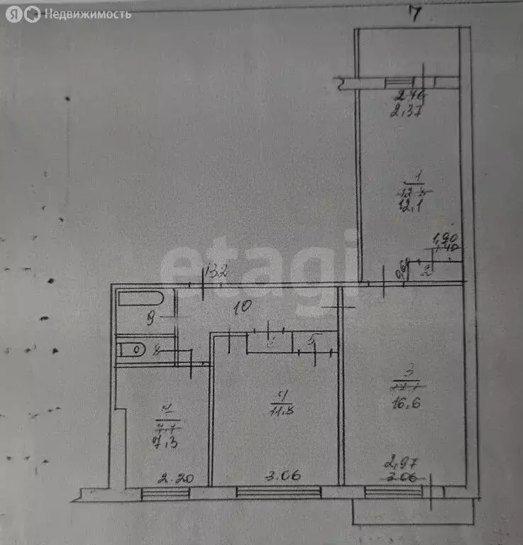 3-комнатная квартира: Барнаул, улица Попова, 76 (59.2 м) - Фото 1