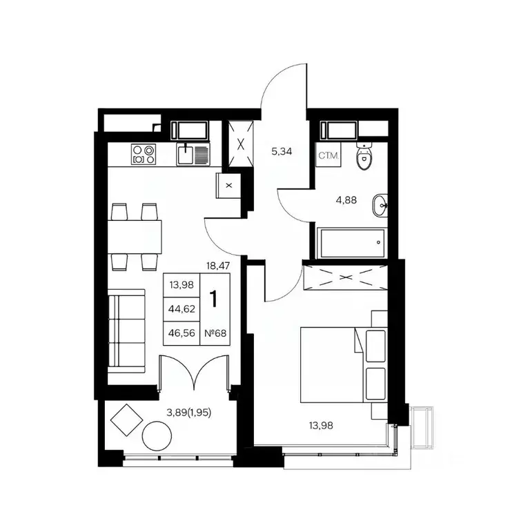 1-к кв. Калужская область, Обнинск Заовражье жилрайон, Новый город ... - Фото 1