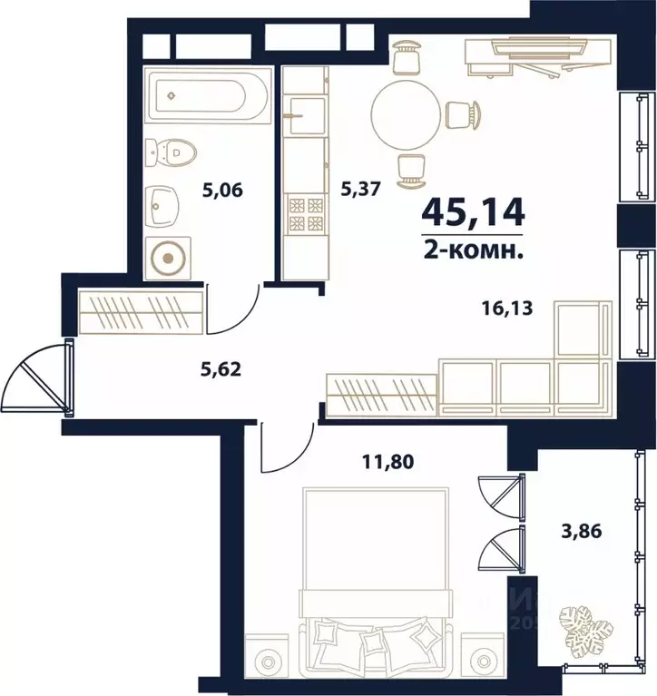 2-к кв. Ульяновская область, Ульяновск Новый Город мкр, 17-й кв-л, ... - Фото 1