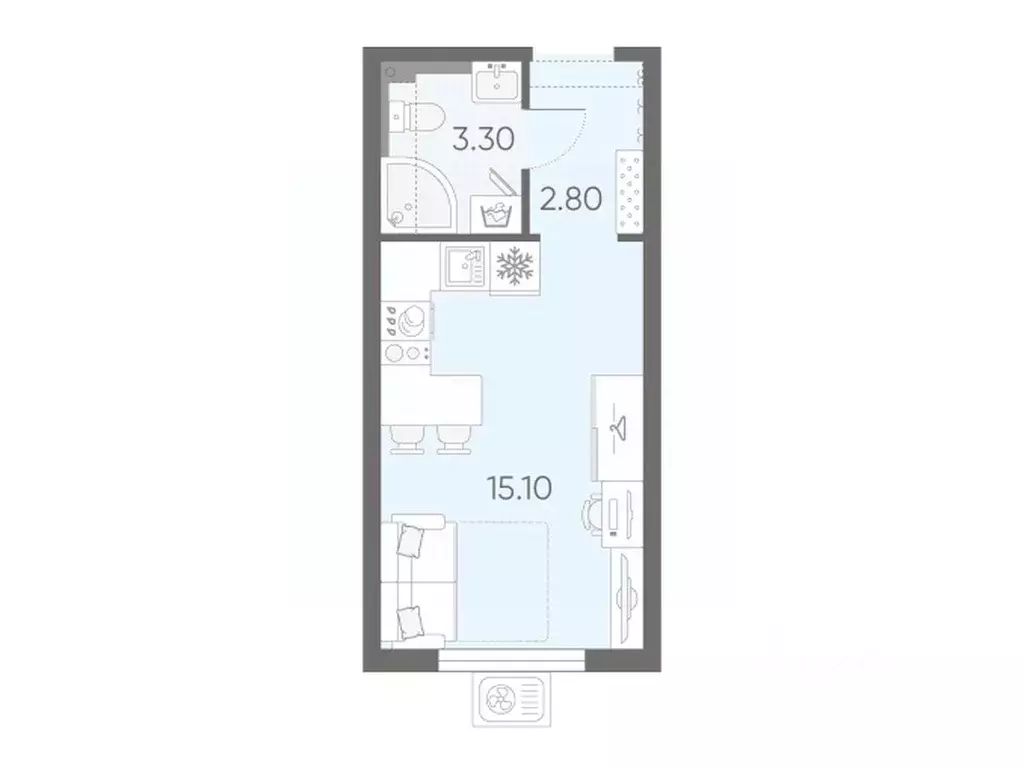 Студия Санкт-Петербург Ручьи тер.,  (21.2 м) - Фото 1