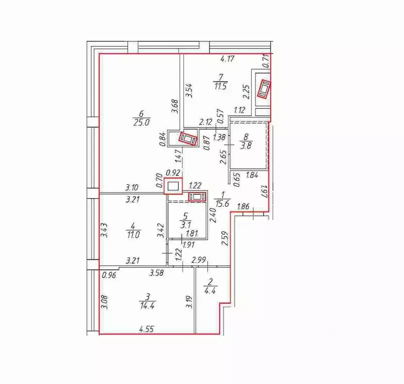 3-к кв. Санкт-Петербург ул. Челюскина, 10 (88.8 м) - Фото 2