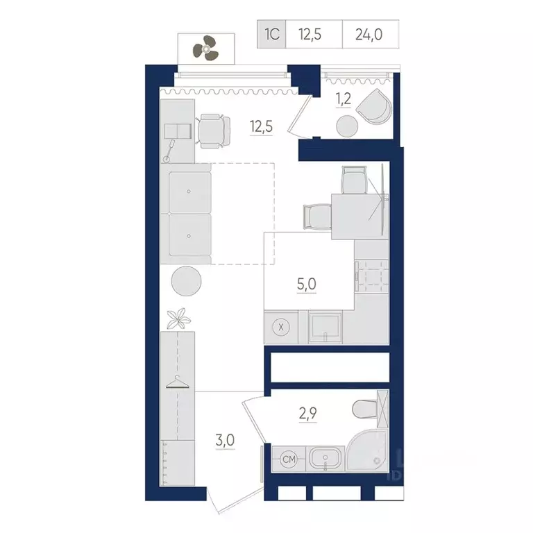 1-к кв. Башкортостан, Уфа ул. Евгения Столярова, 13 (24.0 м) - Фото 1