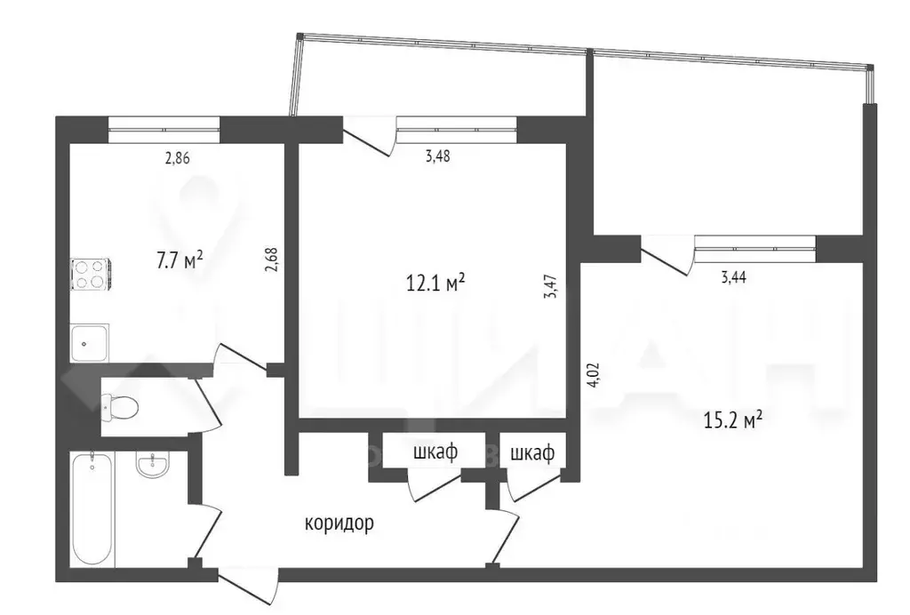 2-к кв. Белгородская область, Старый Оскол Макаренко мкр, 12 (50.0 м) - Фото 1