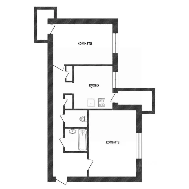 2-к кв. Ленинградская область, Киришский район, Будогощь пгт ул. ... - Фото 2