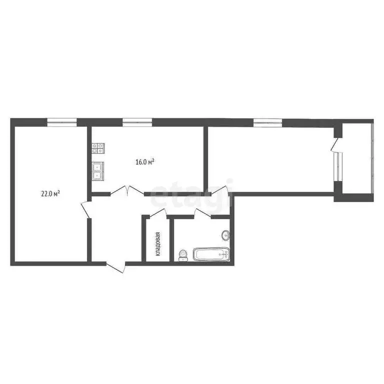 2-комнатная квартира: Тюмень, Харьковская улица, 64 (75 м) - Фото 0