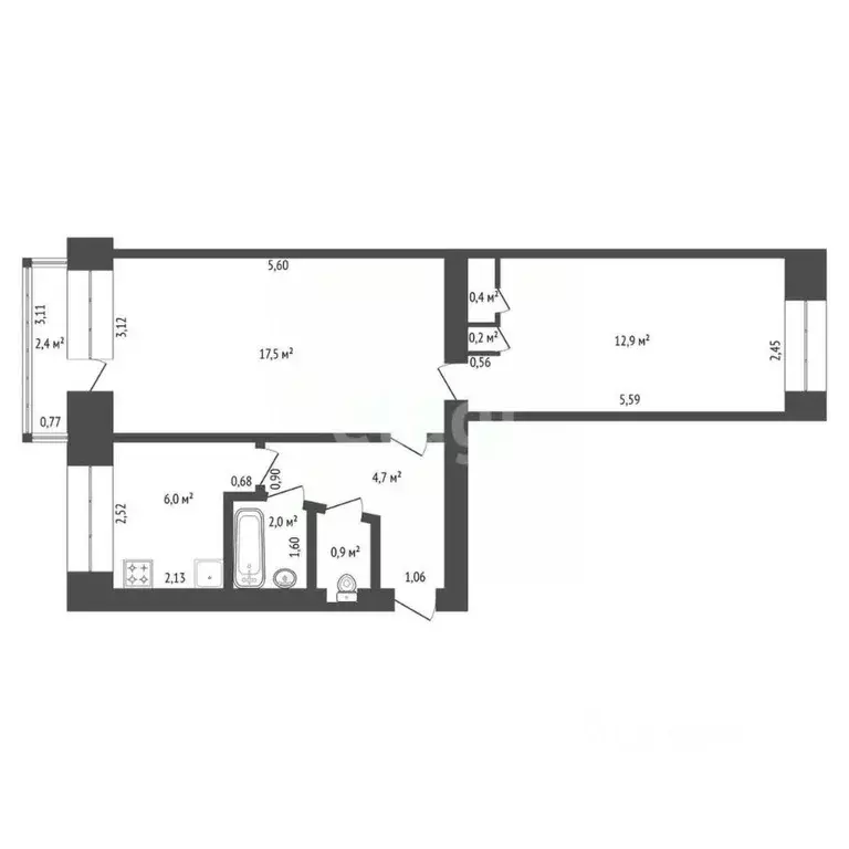 2-к кв. Башкортостан, Уфа ул. Достоевского, 106 (45.3 м) - Фото 1