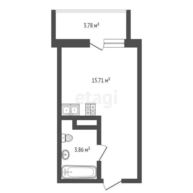 Квартира-студия: Патрушева, улица Александра Пушкина, 16 (19.6 м) - Фото 1