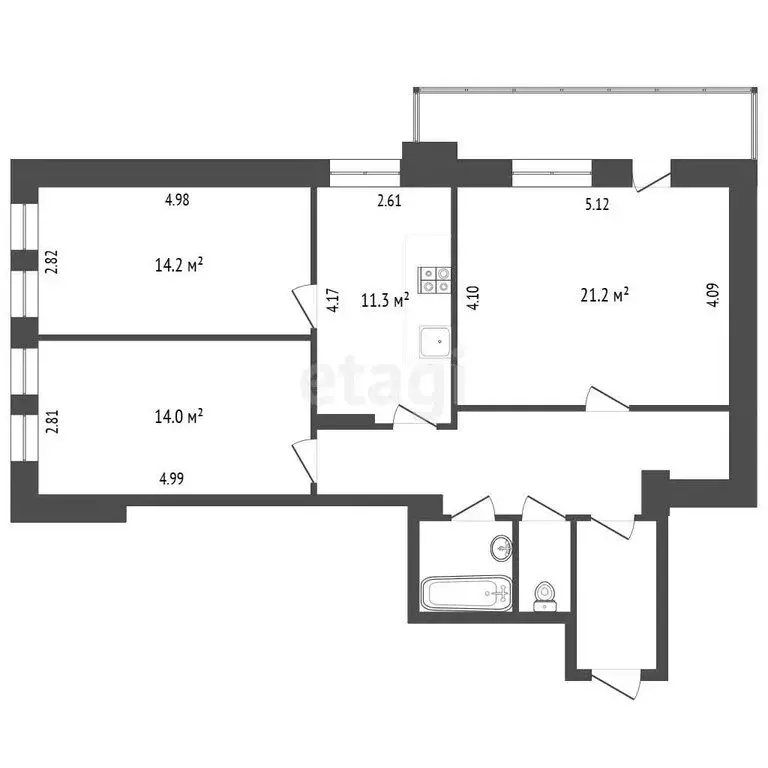 3-комнатная квартира: Белгород, улица Губкина, 17Б (80.4 м) - Фото 1