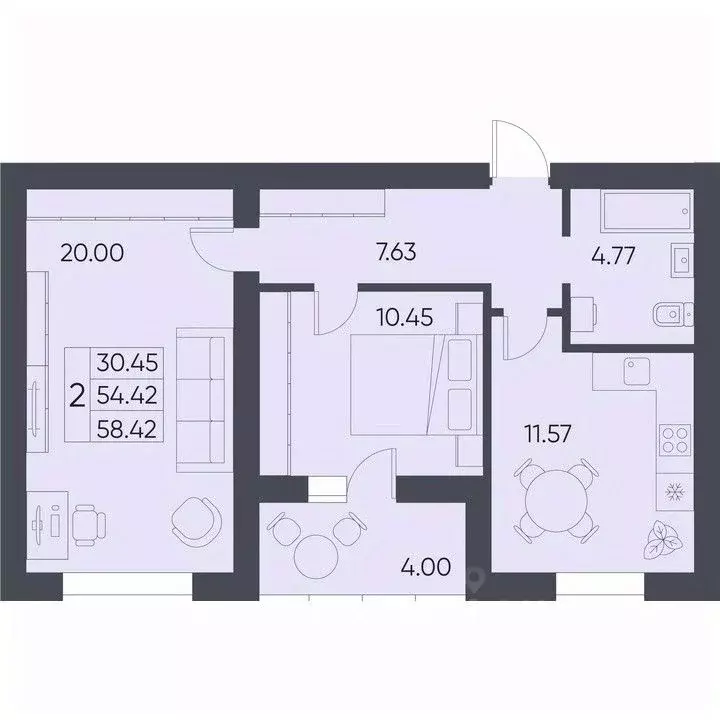 2-к кв. Саратовская область, Татищево рп  (58.42 м) - Фото 0