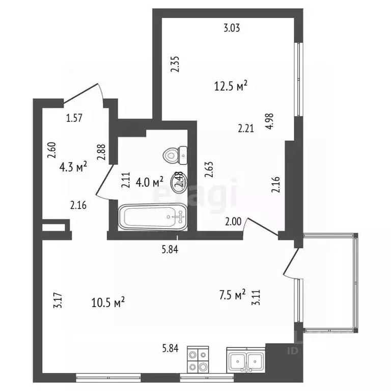 1-к кв. Свердловская область, Екатеринбург ул. Гаршина, 3 (38.8 м) - Фото 2