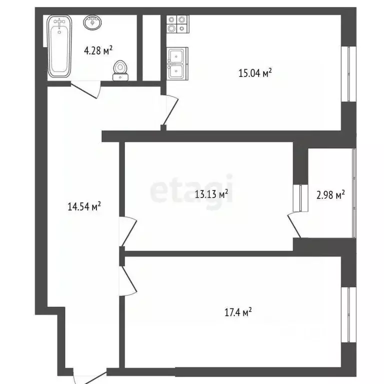 2-к кв. Ростовская область, Ростов-на-Дону Тибетская ул., 1Вс3 (69.0 ... - Фото 1