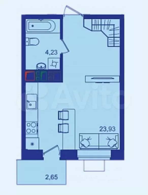 Квартира-студия, 30,8 м, 5/17 эт. - Фото 1