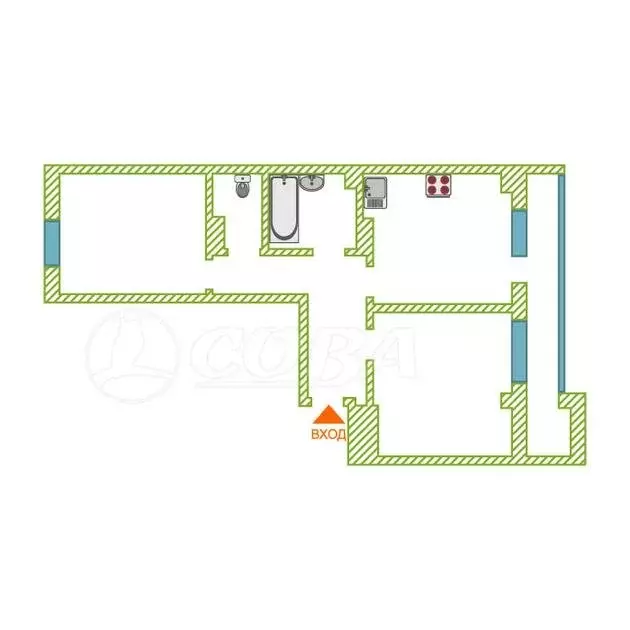 2-комнатная квартира: Тюмень, улица Константина Посьета, 8 (58.5 м) - Фото 2