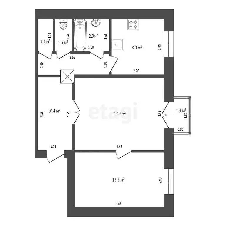2-комнатная квартира: Мичуринск, Гоголевская улица, 78 (55.1 м) - Фото 0