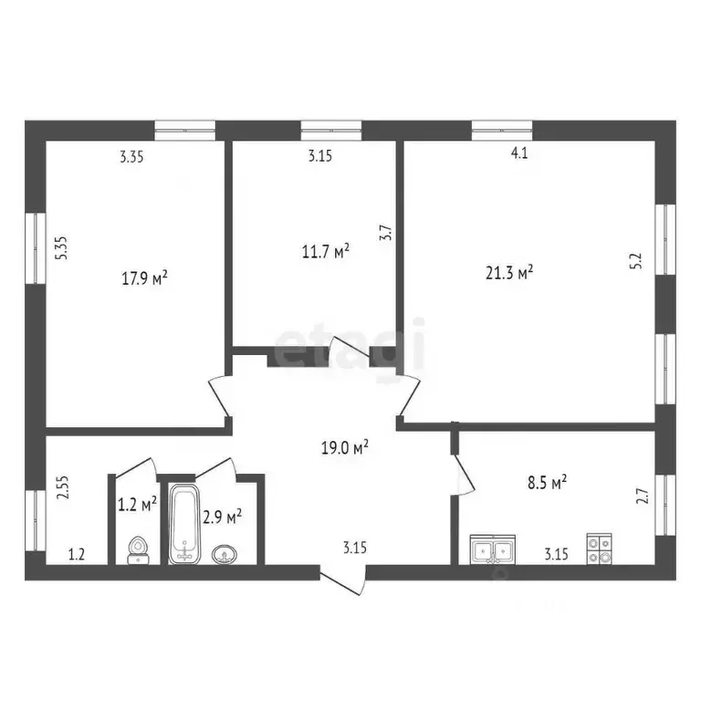 3-к кв. Мордовия, Саранск пер. Кириллова, 7 (82.5 м) - Фото 1