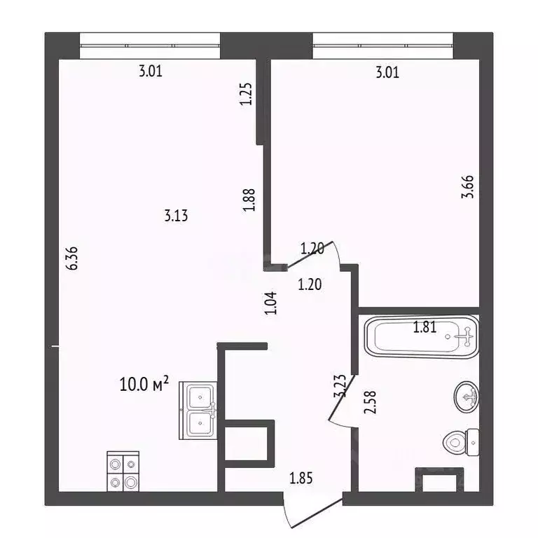 1-к кв. Тюменская область, Тюмень ул. Первооткрывателей, 8 (37.3 м) - Фото 2