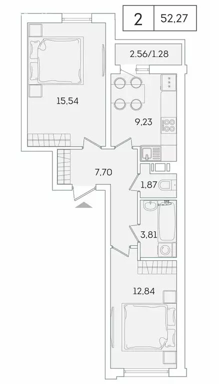 2-комнатная квартира: Мурино, Графская улица, 6к4 (50.6 м) - Фото 0