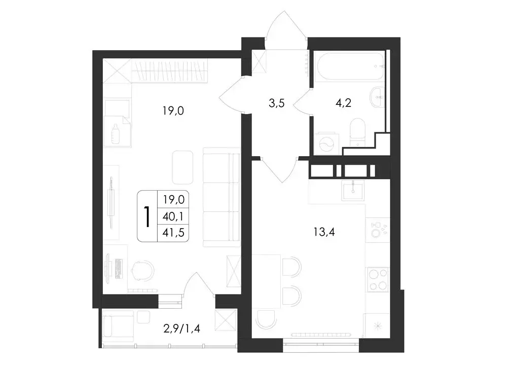 1-комнатная квартира: Воронеж, улица Шишкова, 140Б/21 (41.5 м) - Фото 0