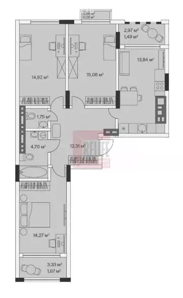 3-комнатная квартира: посёлок Малое Исаково, Первая улица, 1к4 (80.7 ... - Фото 1