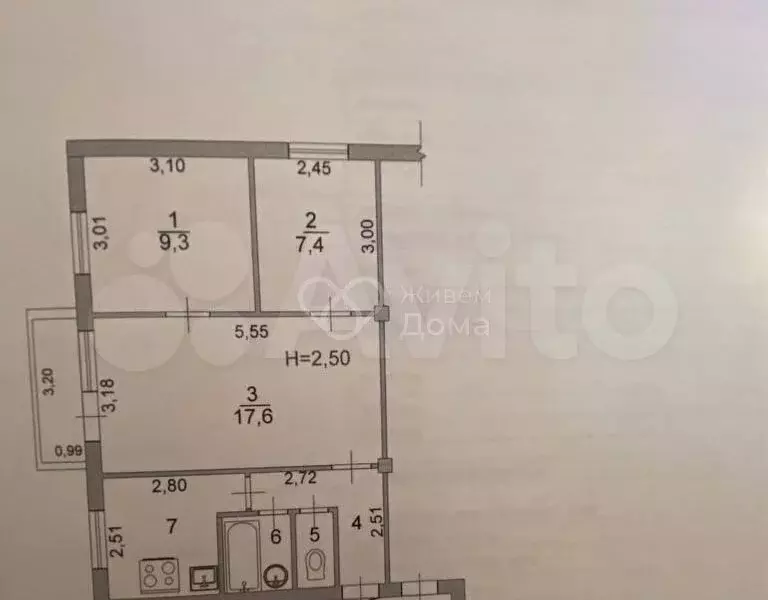 3-к. квартира, 51 м, 4/5 эт. - Фото 0