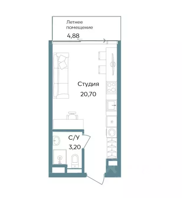 Студия Крым, Саки Садовод ТСН, 2/44 (28.78 м) - Фото 1