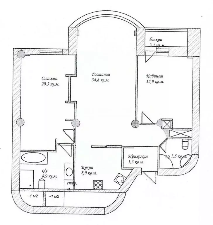 3-к кв. Москва Нежинская ул., 8К1 (100.0 м) - Фото 2