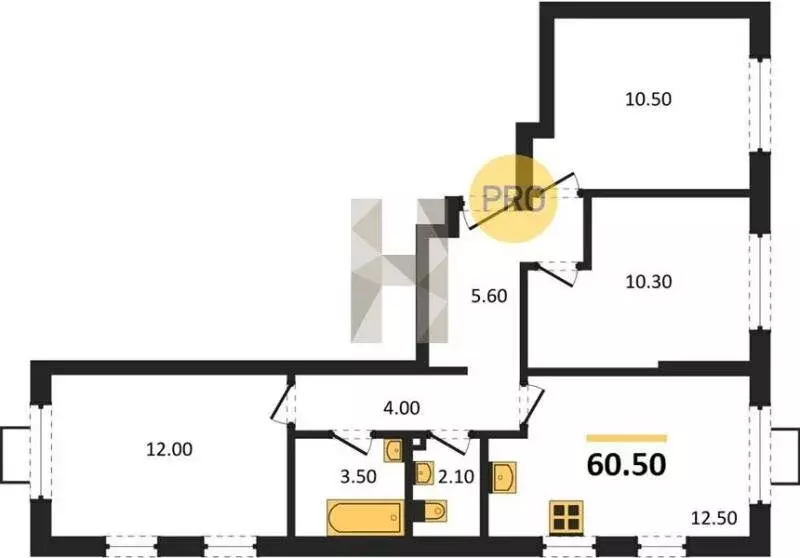3-комнатная квартира: Москва, ЖК Лучи (60.5 м) - Фото 1
