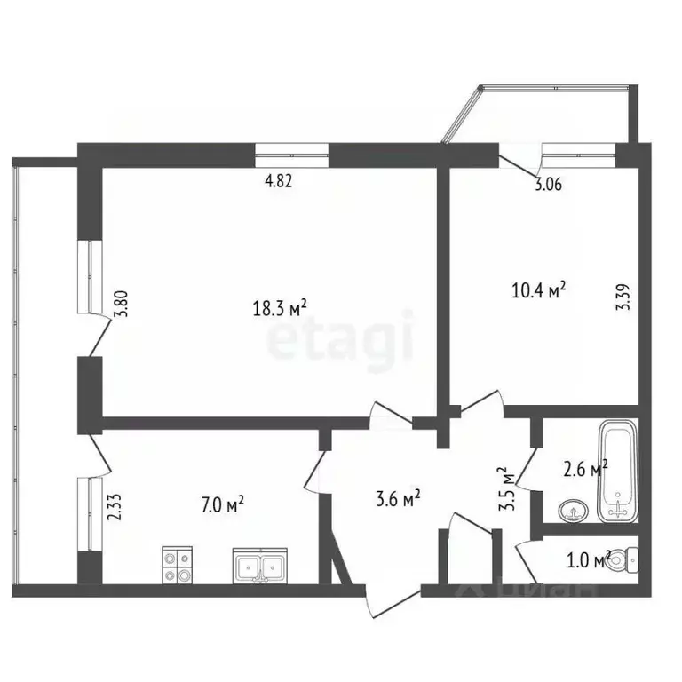2-к кв. Севастополь ул. Адмирала Юмашева, 12 (46.8 м) - Фото 2