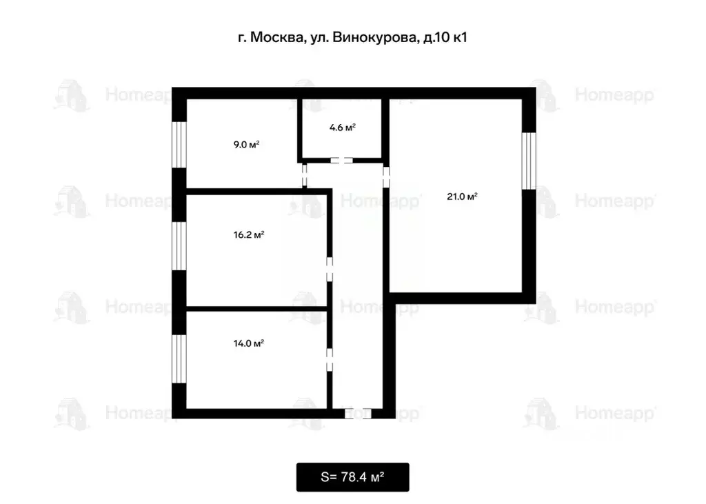 3-к кв. Москва ул. Винокурова, 10К1 (78.4 м) - Фото 2