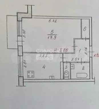 1-к. квартира, 36 м, 2/9 эт. - Фото 0