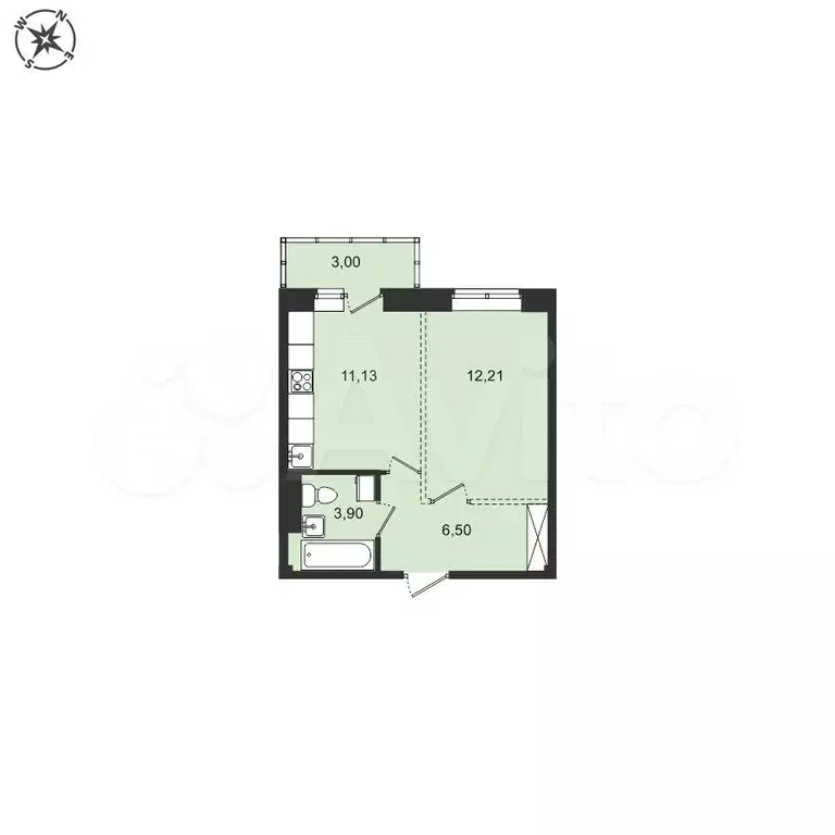 1-к. квартира, 36,7 м, 4/8 эт. - Фото 0