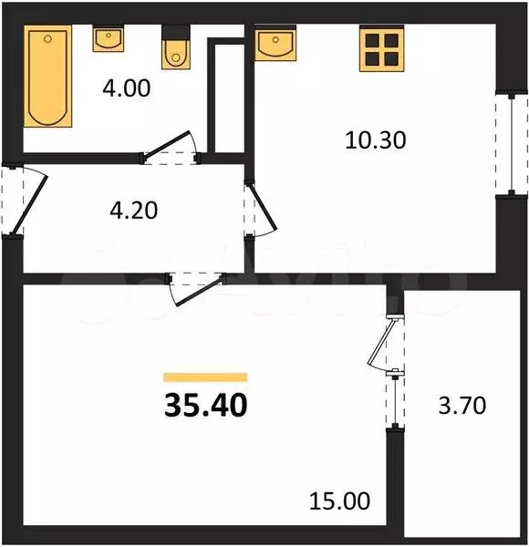 1-к. квартира, 35,4 м, 16/18 эт. - Фото 1