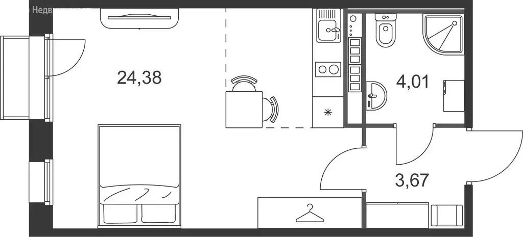 Квартира-студия: Ленинградская область, Гатчинский муниципальный ... - Фото 2